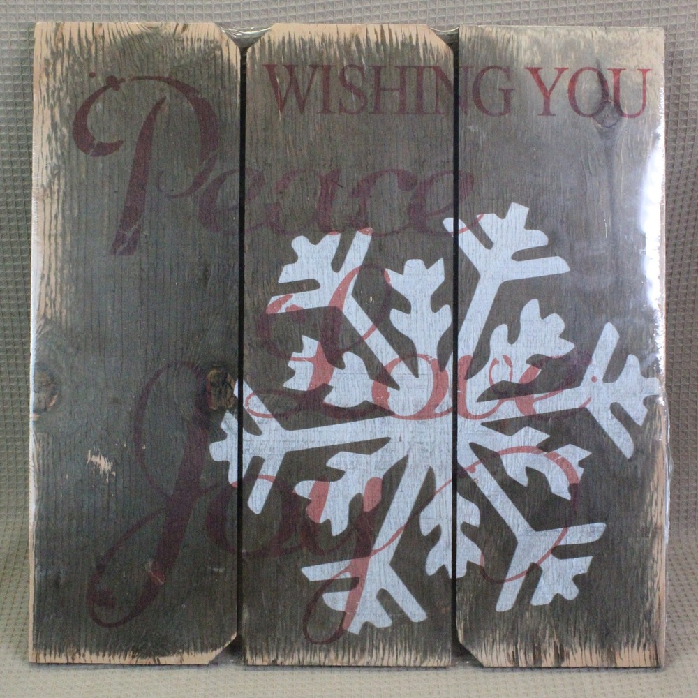 Boulder Innovations Wood Snowflake Sign 15x15 Peace Love Joy Farmhouse NEW